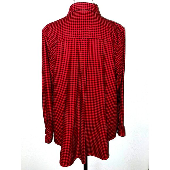 L.L. Bean Womens Red & Black Plaid Flannel Cotton Button-Down Shirt XL Petite - Picture 2 of 10